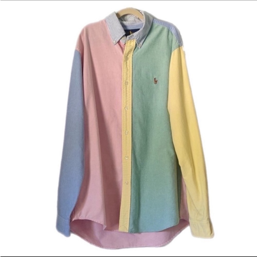 Ralph Lauren Men’s / Unisex Pastel Color Block Button Up Shirt XL